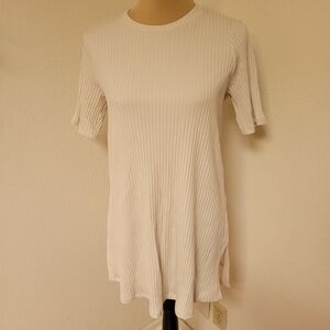 Eileen Fisher Cream Ribbed Tunic